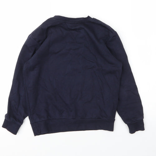 George Boys Blue Round Neck  Cotton Pullover Jumper Size 7 Years