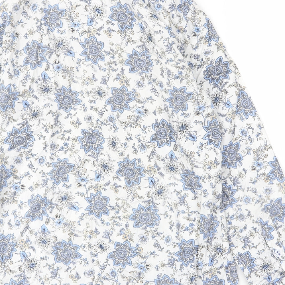 Jeff Banks Mens Blue Paisley Cotton  Button-Up Size 15 Collared Button