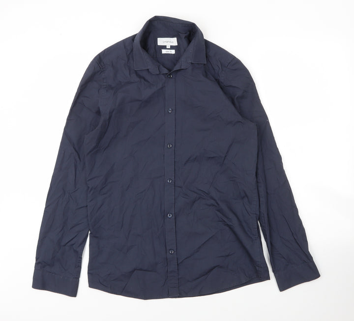Limehaus Mens Blue Cotton Button-Up Size 15.5 Collared Button