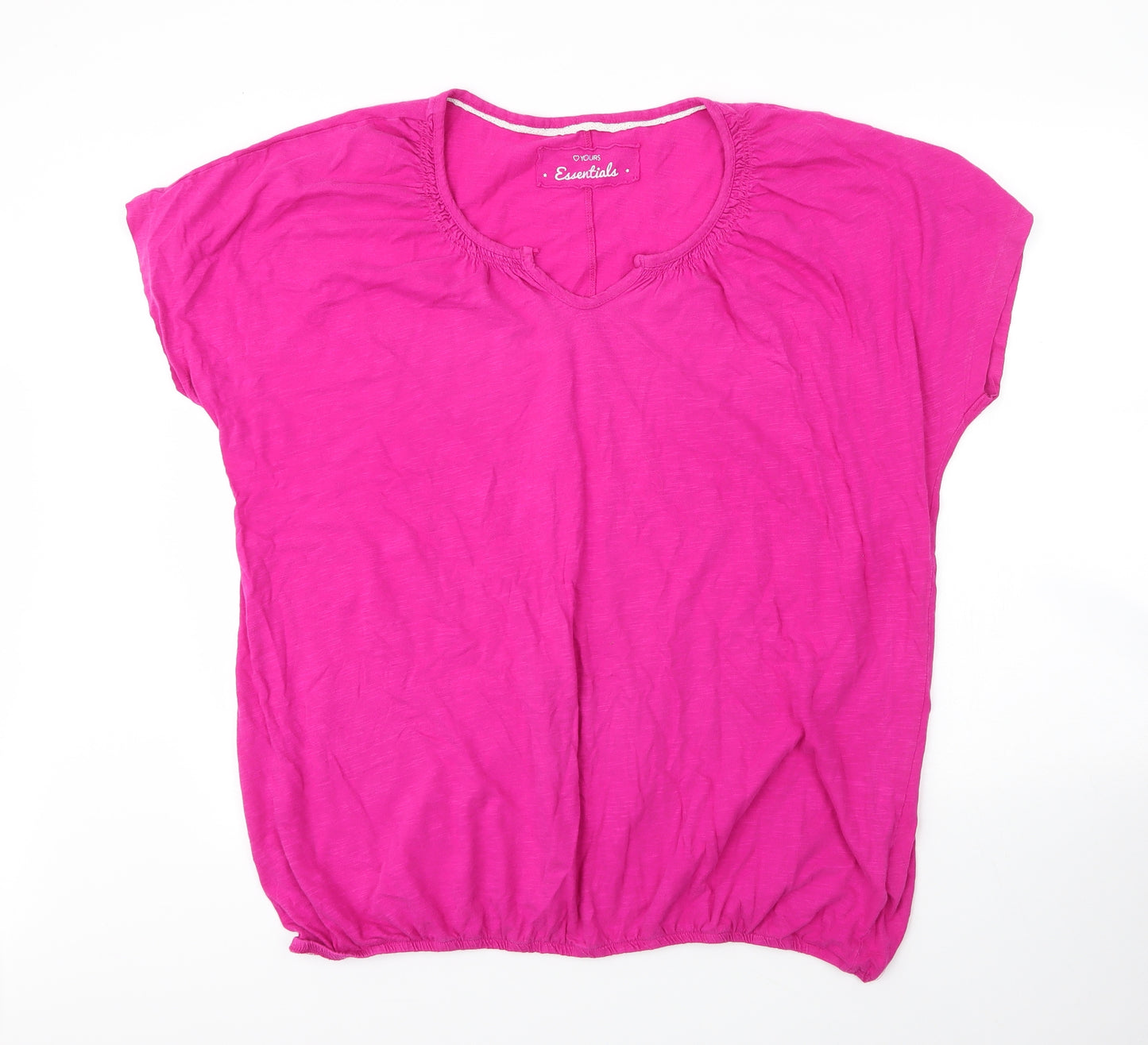 Yours Womens Pink  Cotton Basic Blouse Size 22 Boat Neck