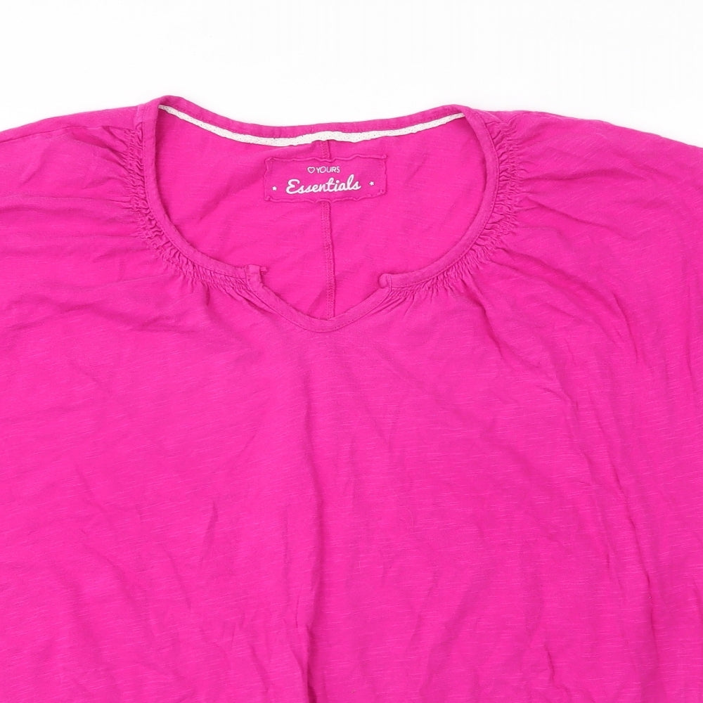 Yours Womens Pink  Cotton Basic Blouse Size 22 Boat Neck