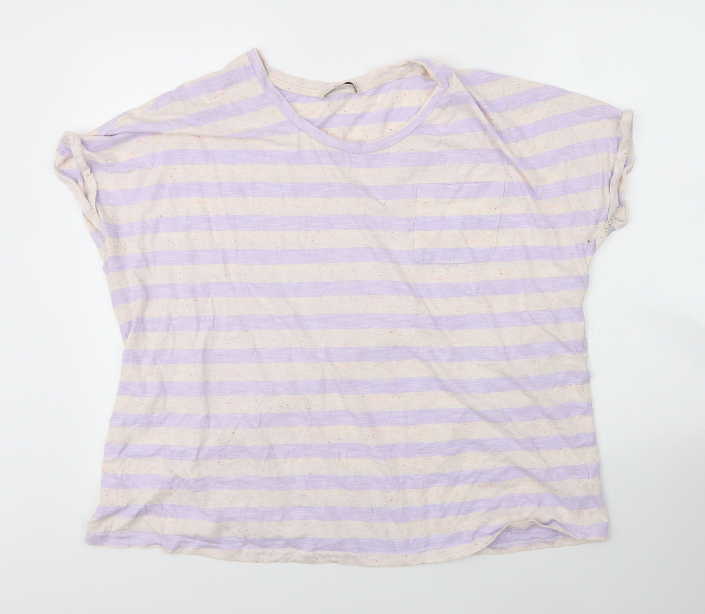 TU Womens Pink Striped Cotton Basic Blouse Size 20 Round Neck