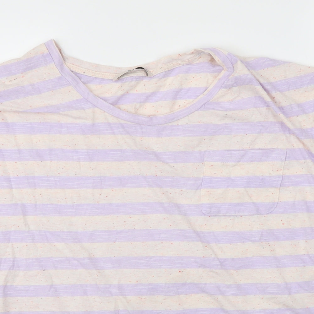 TU Womens Pink Striped Cotton Basic Blouse Size 20 Round Neck