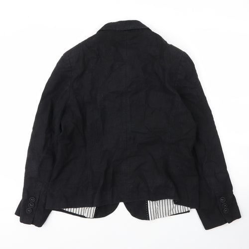 Preworn Womens Black  Linen Jacket Blazer Size L