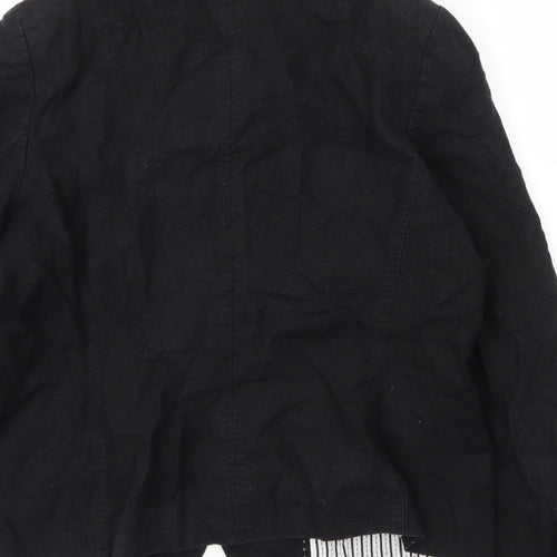 Preworn Womens Black  Linen Jacket Blazer Size L