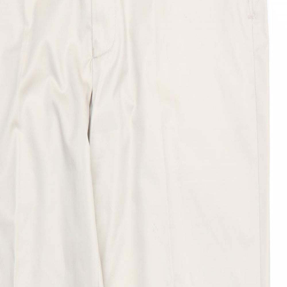 M&S Mens Beige  Cotton Trousers  Size 38 in L28 in Regular Zip