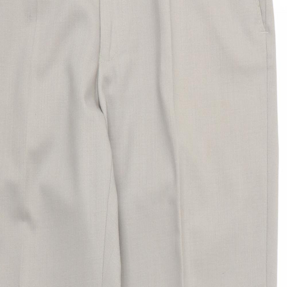 M&S Mens Beige  Wool Trousers  Size 36 in L29 in Regular Zip