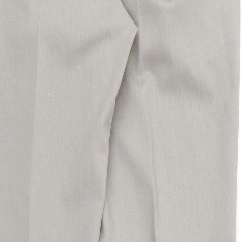 M&S Mens Beige  Wool Trousers  Size 36 in L29 in Regular Zip