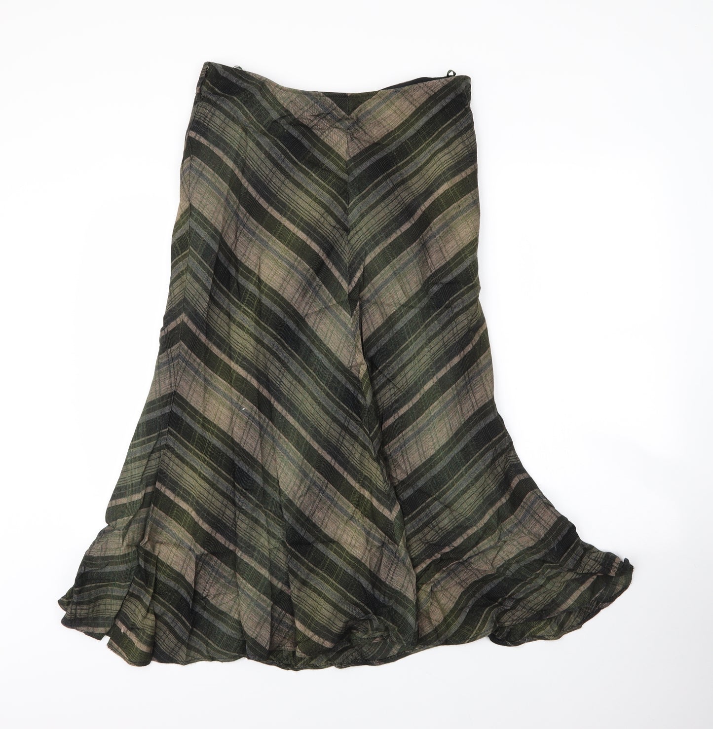 Per Una Womens Grey Plaid Viscose Trumpet Skirt Size 14   Zip