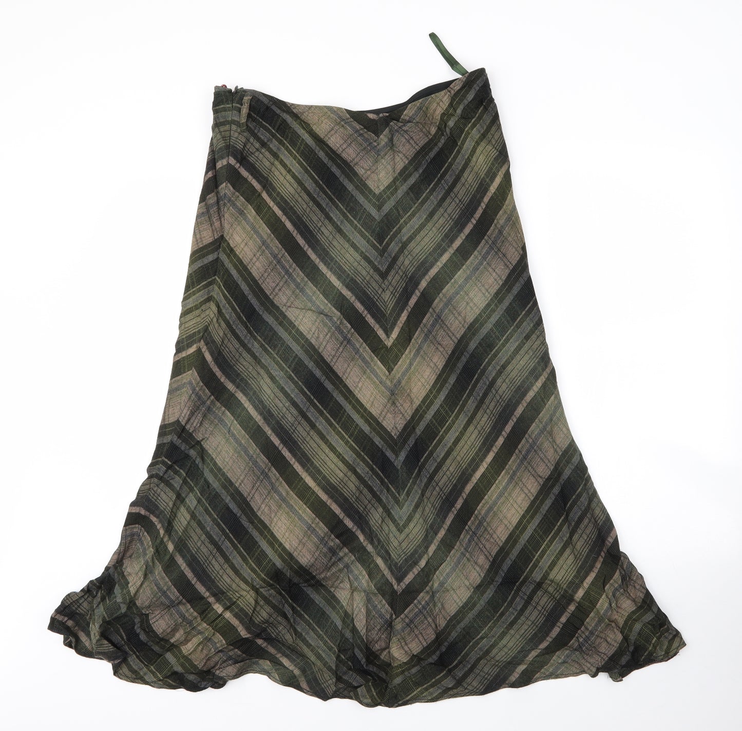 Per Una Womens Grey Plaid Viscose Trumpet Skirt Size 14   Zip