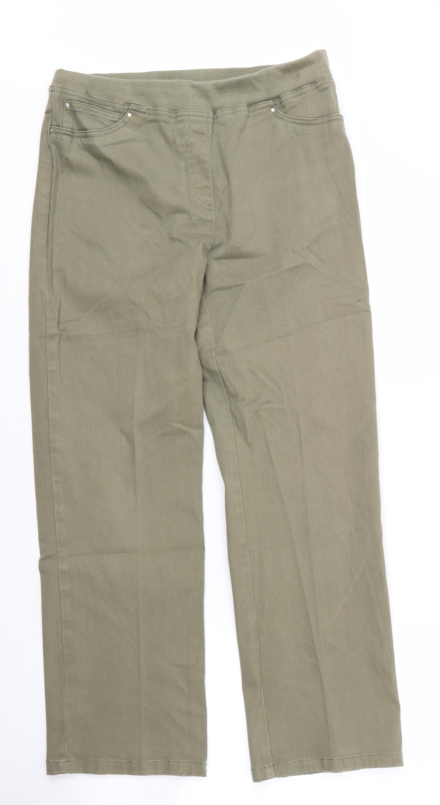 Cotton Traders Womens Green  Cotton Straight Jeans Size 12 L27 in Regular