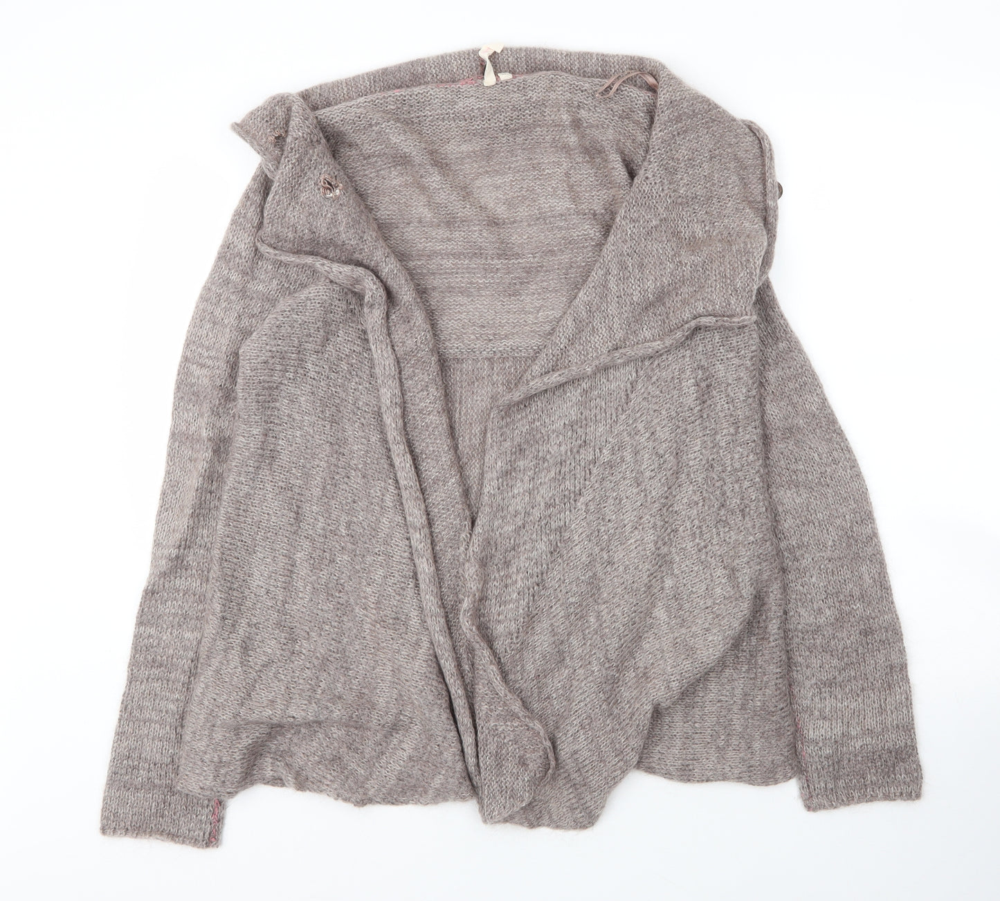White Stuff Womens Brown V-Neck  Acrylic Cardigan Jumper Size 14