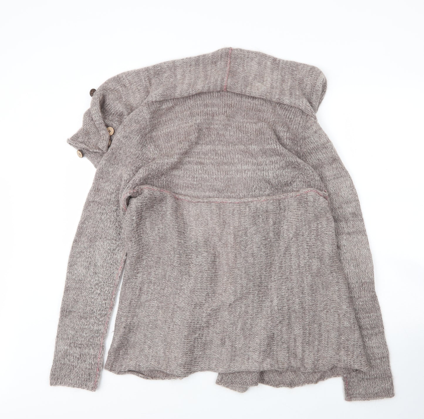 White Stuff Womens Brown V-Neck  Acrylic Cardigan Jumper Size 14