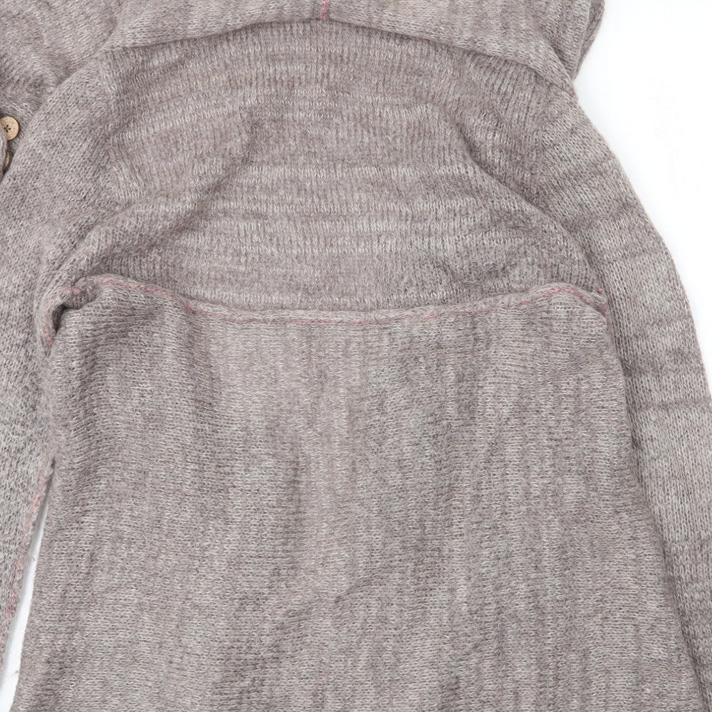 White Stuff Womens Brown V-Neck  Acrylic Cardigan Jumper Size 14