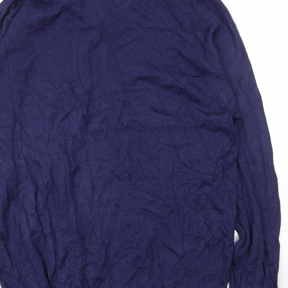 Pierre Cardin Mens Blue Collared  Acrylic Pullover Jumper Size L