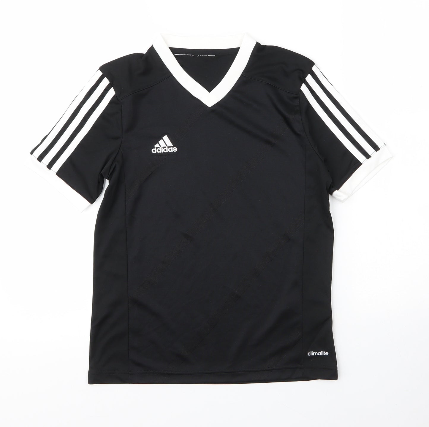 adidas Womens Black  Polyester Basic T-Shirt Size S V-Neck
