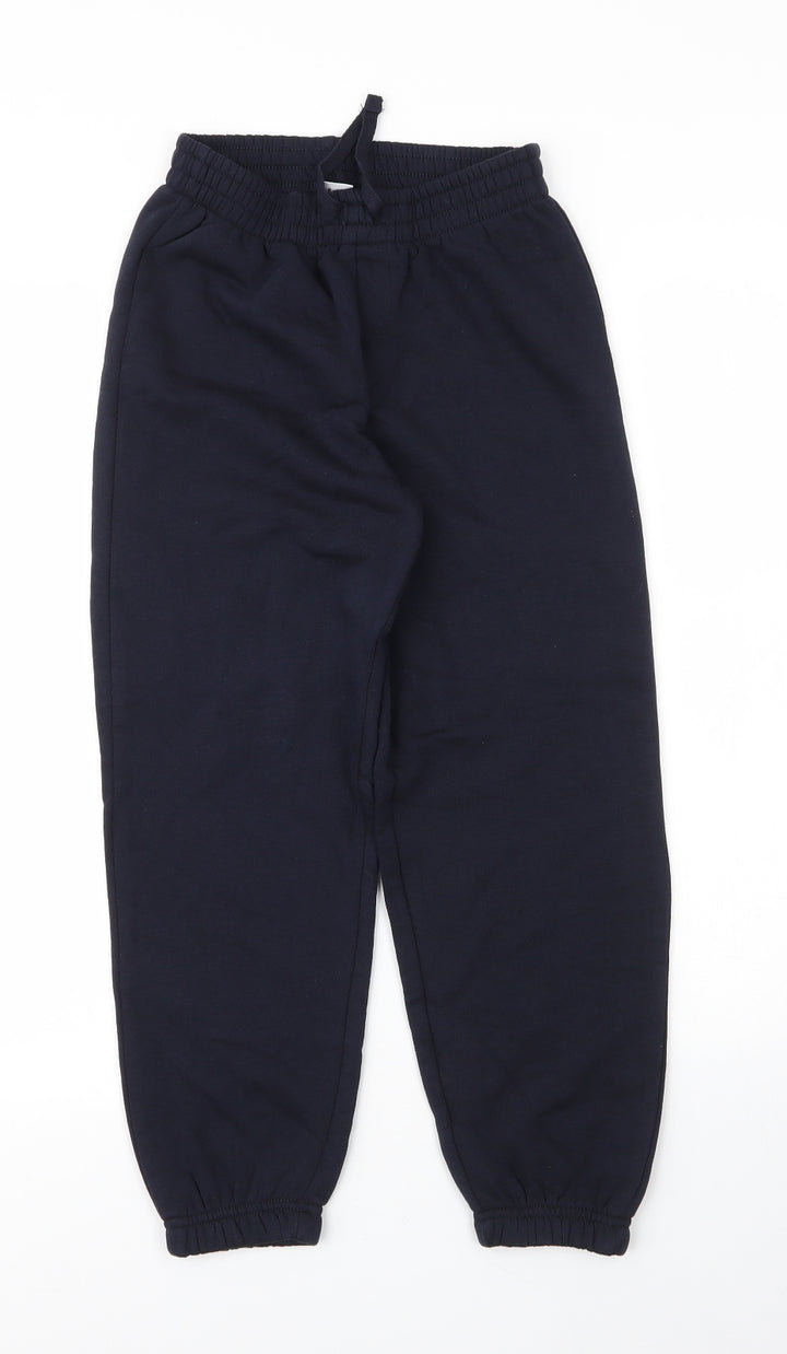 TU Boys Blue  Cotton Sweatpants Trousers Size 9 Months L22 in Regular Drawstring - School