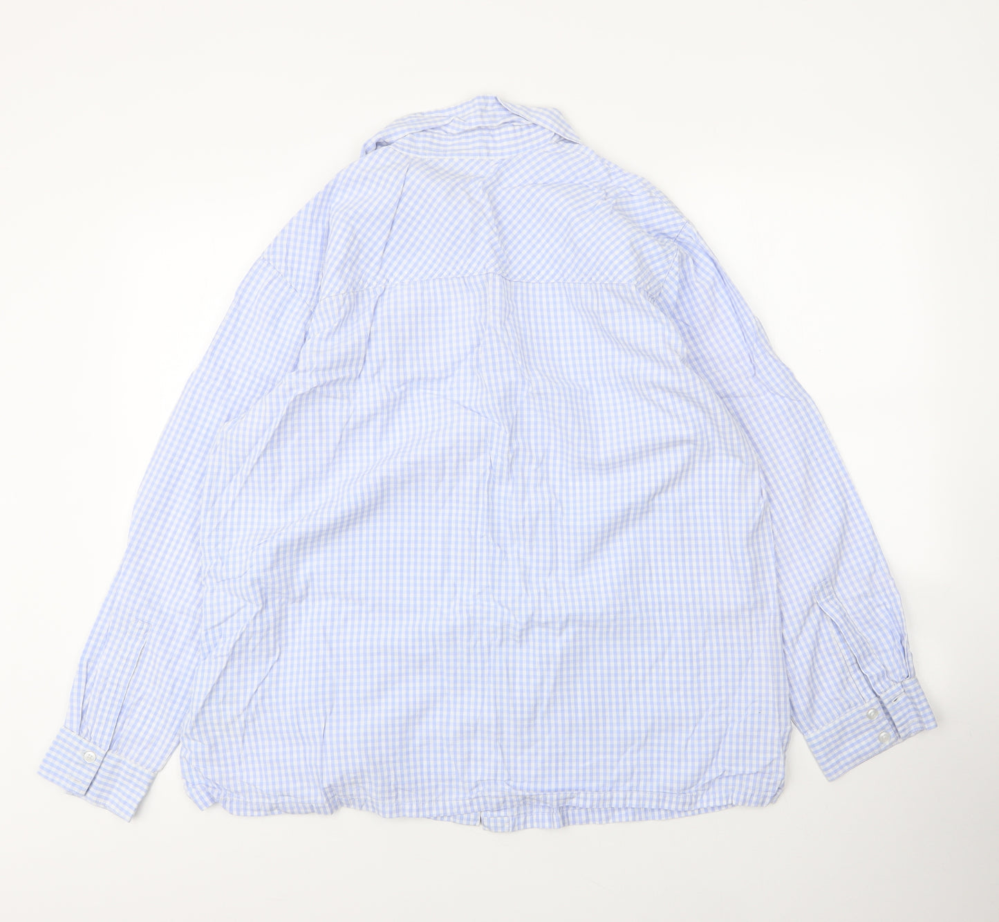 Cotton Traders Womens Blue Check Cotton Basic Blouse Size 20 Collared