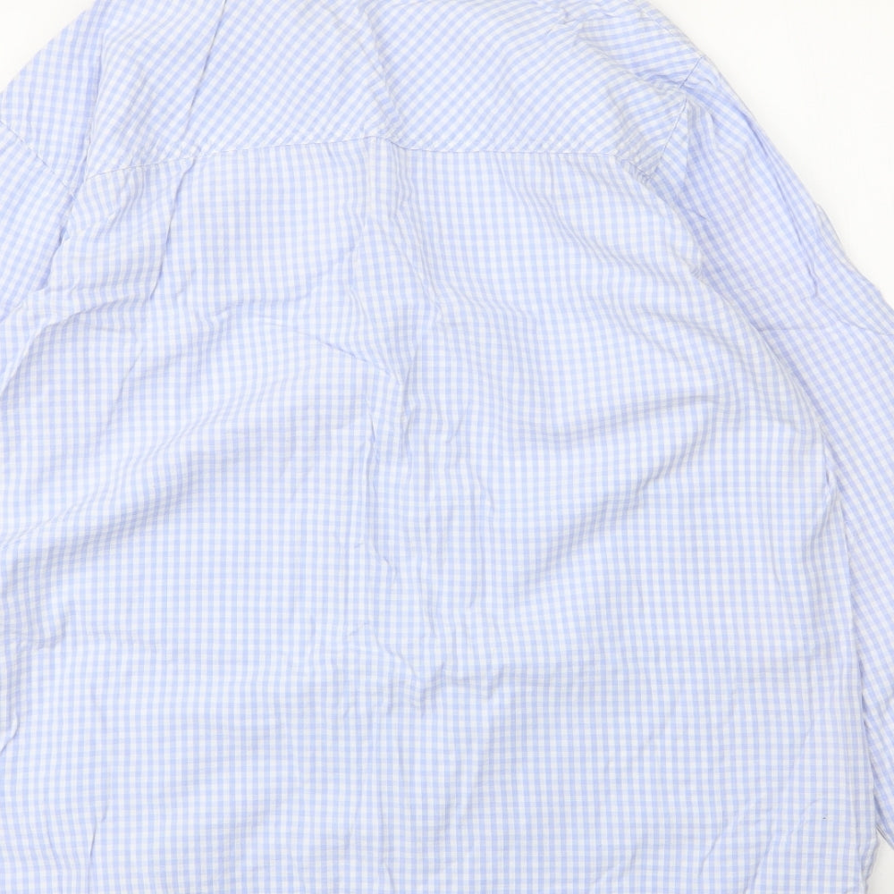 Cotton Traders Womens Blue Check Cotton Basic Blouse Size 20 Collared