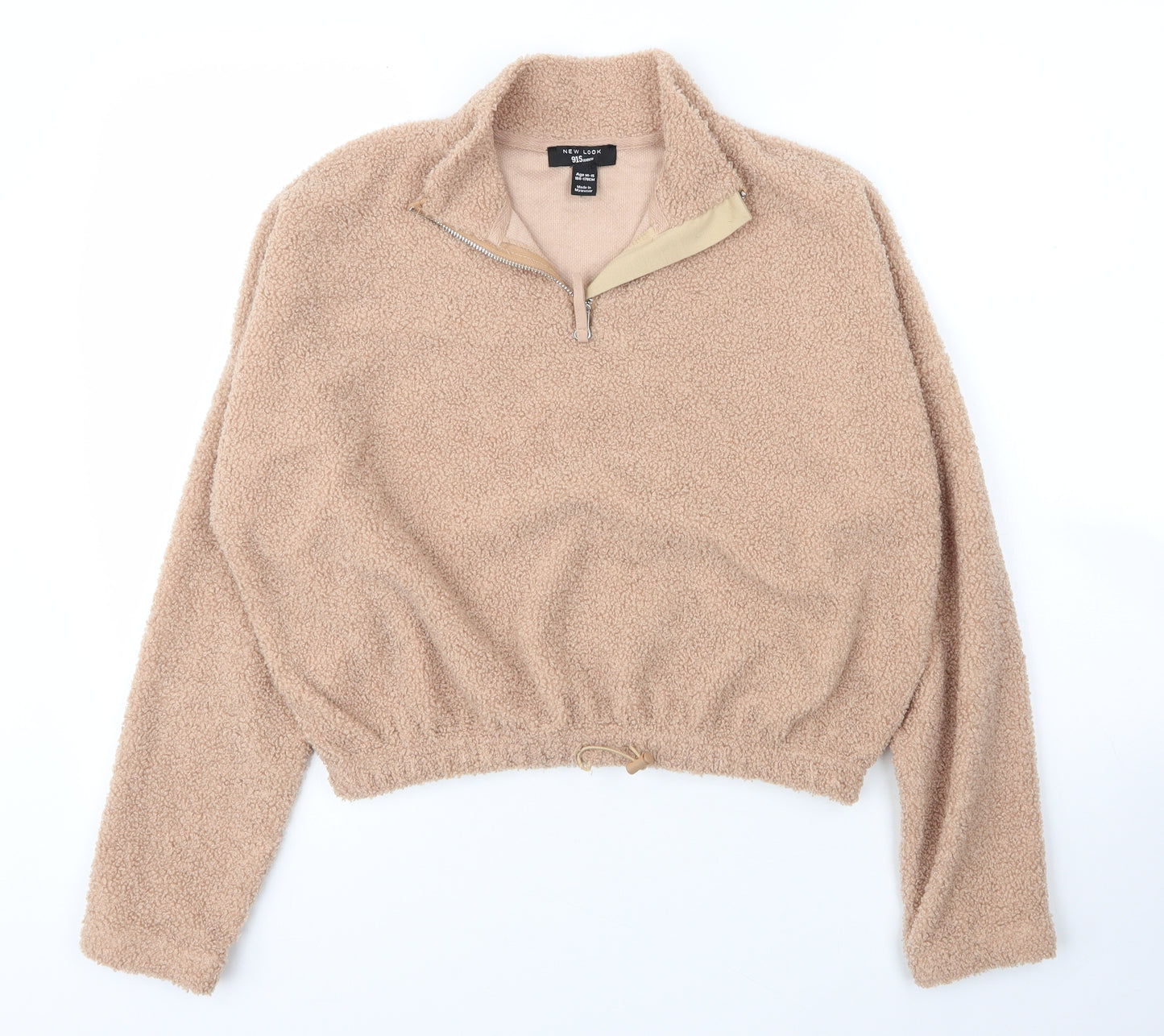New Look Girls Beige High Neck  Polyester Pullover Jumper Size 14 Years  Zip