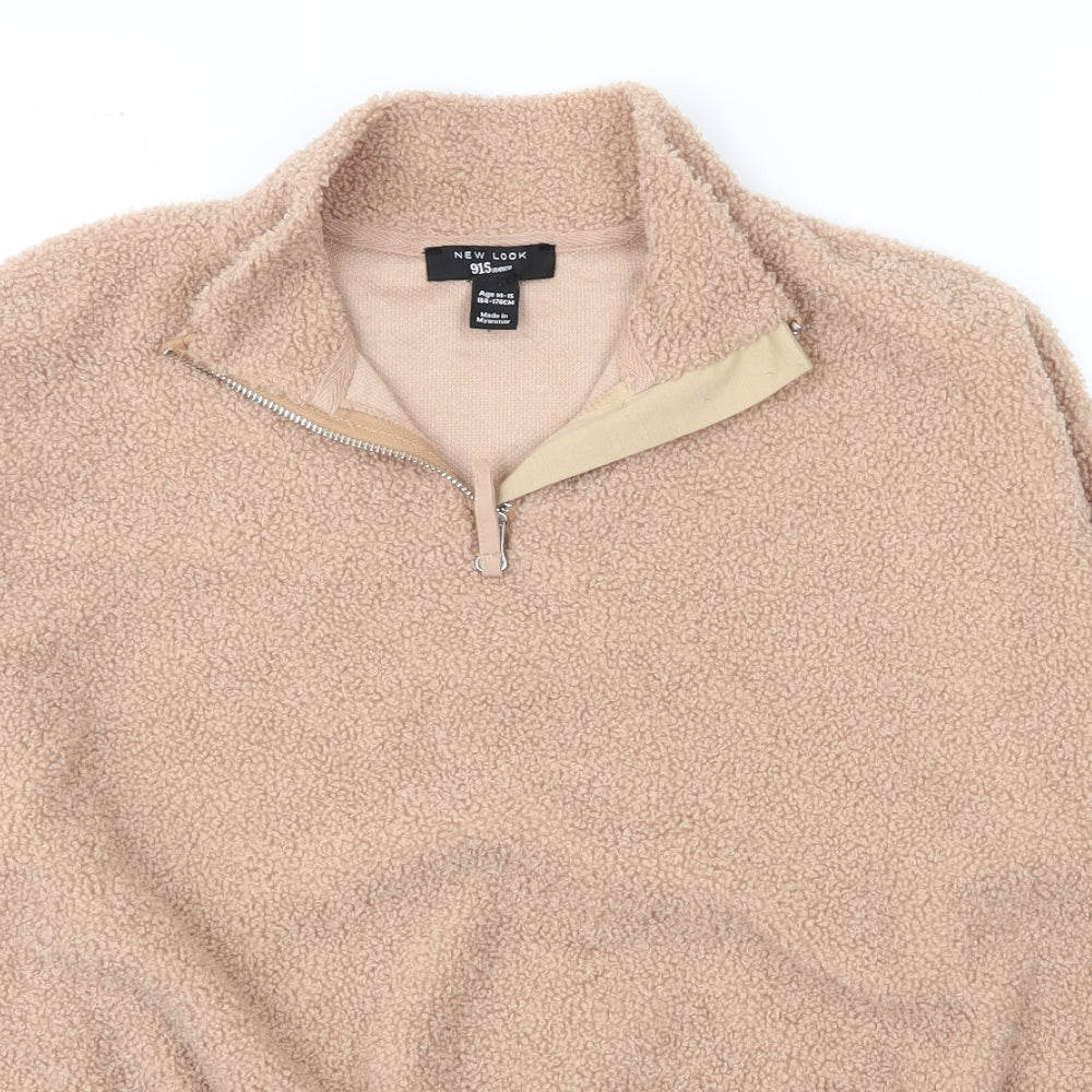 New Look Girls Beige High Neck  Polyester Pullover Jumper Size 14 Years  Zip