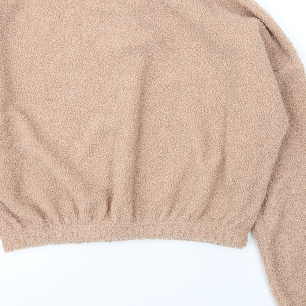 New Look Girls Beige High Neck  Polyester Pullover Jumper Size 14 Years  Zip