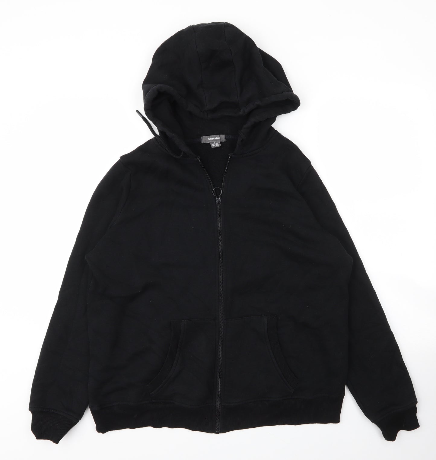 Primark Mens Black  Cotton Full Zip Hoodie Size XL