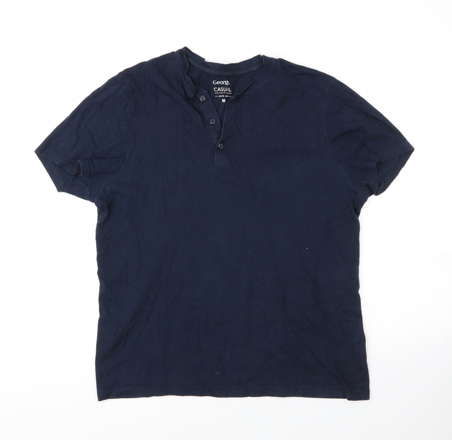 George Mens Blue  Cotton  T-Shirt Size M V-Neck