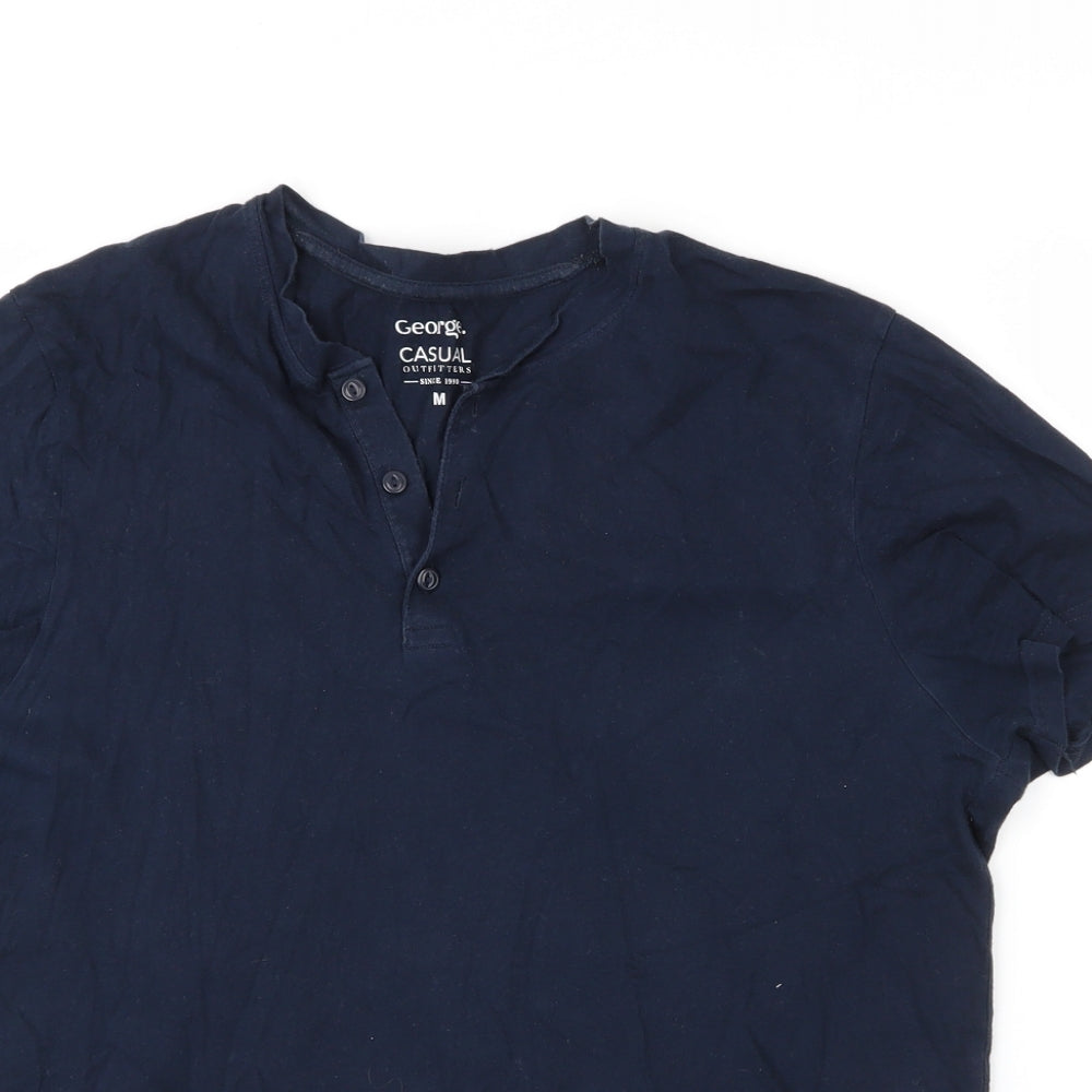 George Mens Blue  Cotton  T-Shirt Size M V-Neck