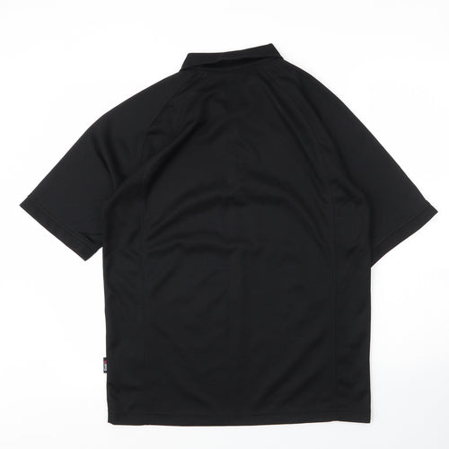 Cross Mens Black  Polyester  Polo Size M Collared Button