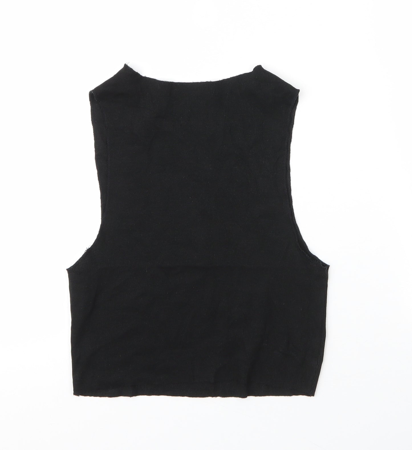 Zara Womens Black  Cotton Basic Tank Size M Round Neck