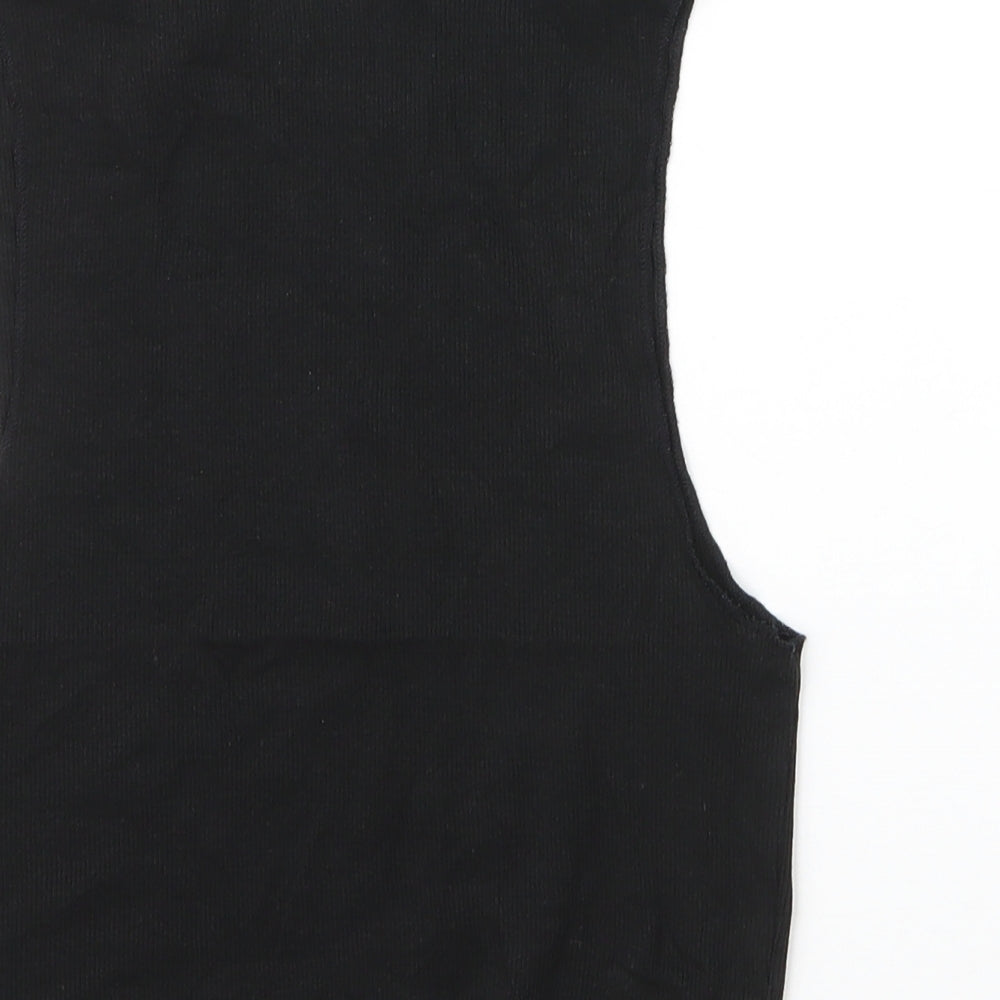 Zara Womens Black  Cotton Basic Tank Size M Round Neck