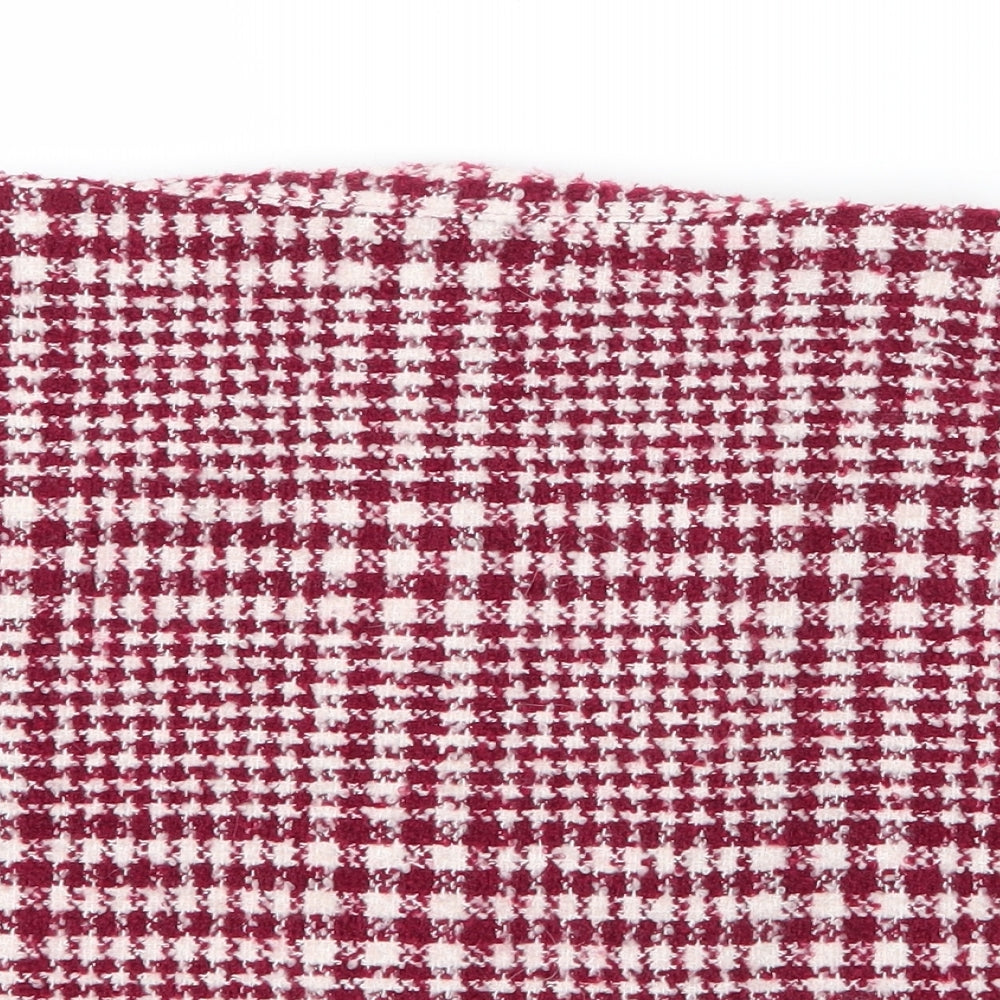 Primark Womens Red Houndstooth Cotton Mini Skirt Size 8   Zip