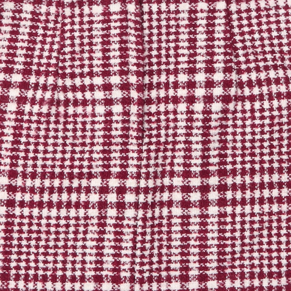 Primark Womens Red Houndstooth Cotton Mini Skirt Size 8   Zip