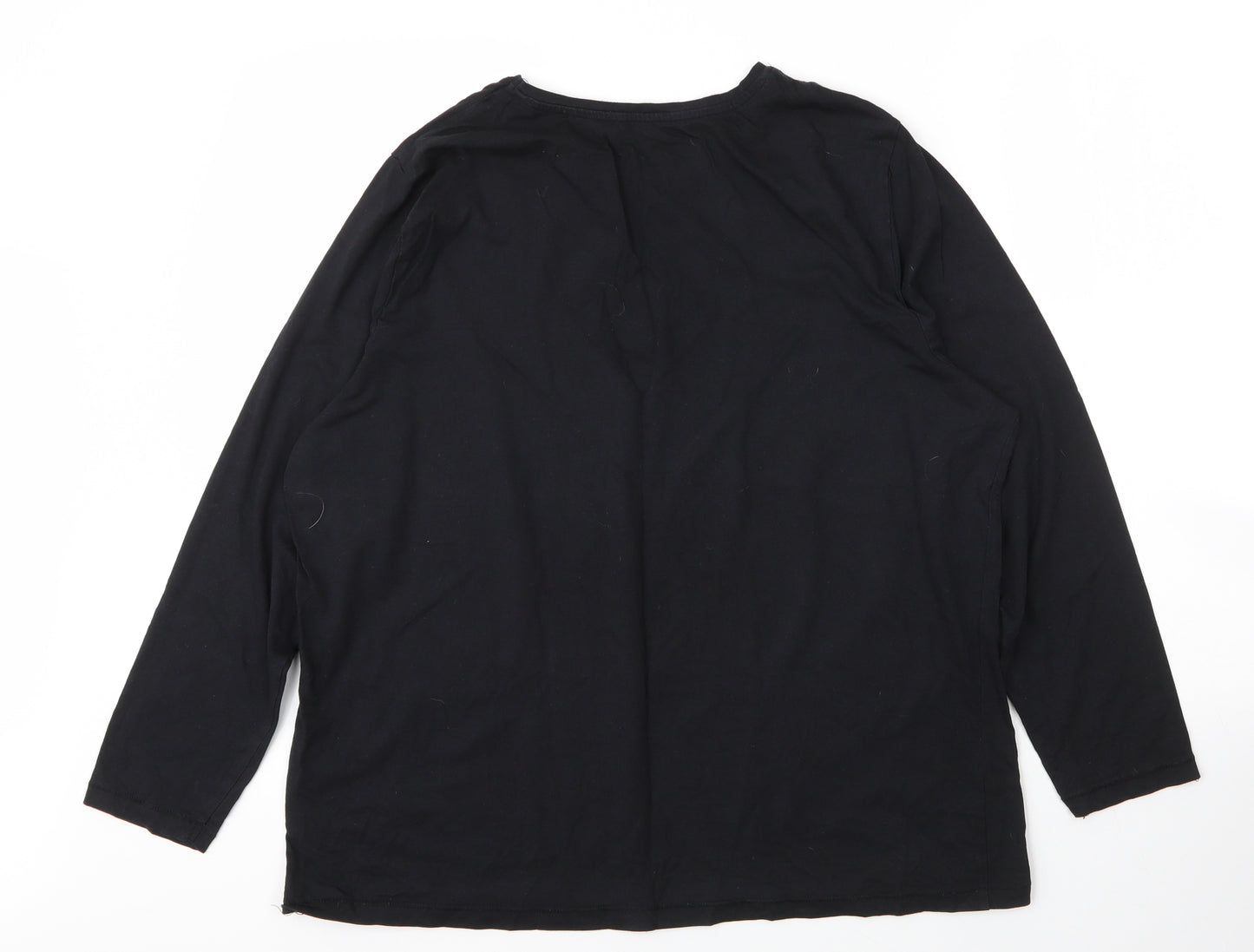 TU Womens Black  Cotton Basic T-Shirt Size 24 Round Neck