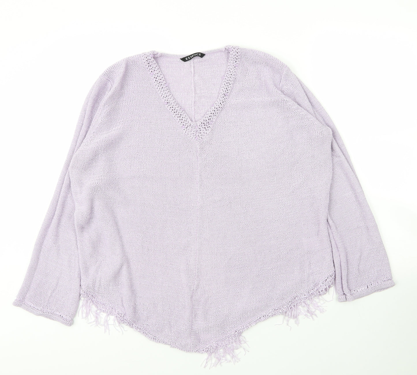 essence Womens Purple V-Neck  Viscose Pullover Jumper Size 24