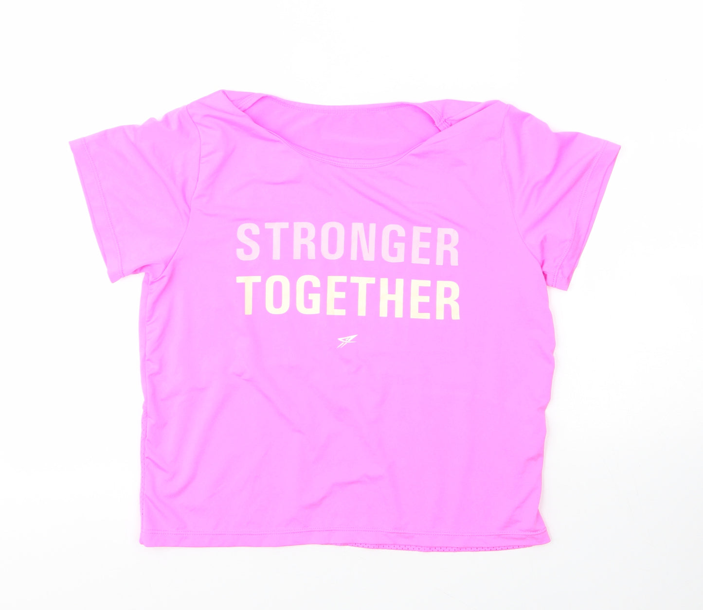 Preworn Womens Pink  Polyester Basic T-Shirt Size M Round Neck