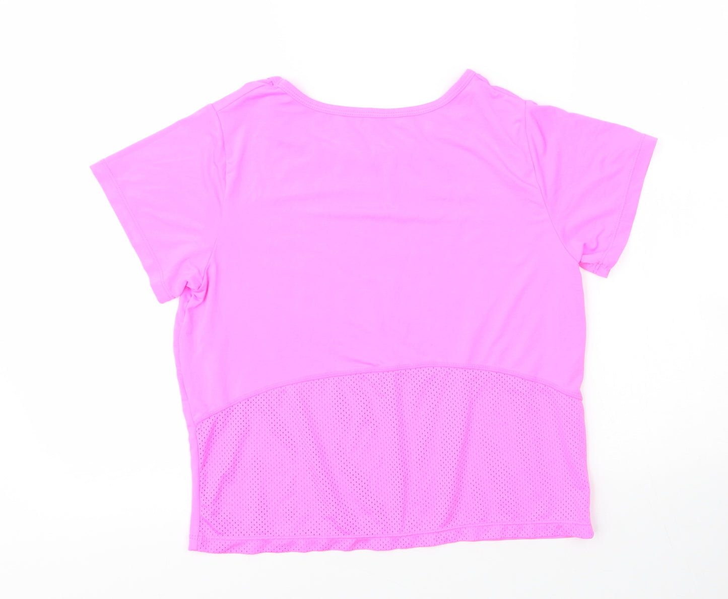 Preworn Womens Pink  Polyester Basic T-Shirt Size M Round Neck