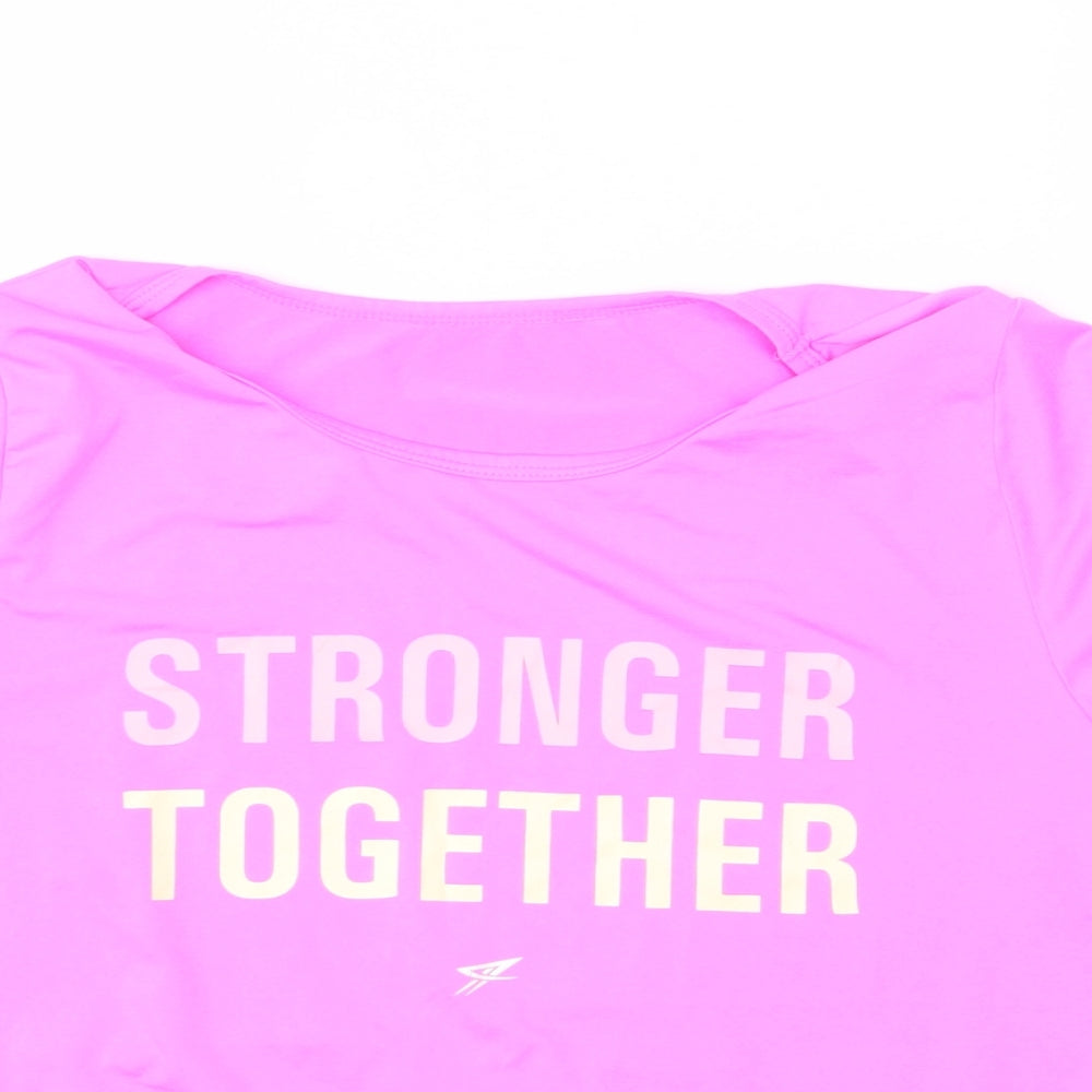 Preworn Womens Pink  Polyester Basic T-Shirt Size M Round Neck