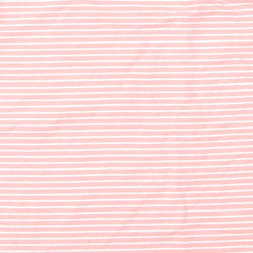 George Girls Pink Striped Cotton Cropped T-Shirt Size 13 Years Round Neck