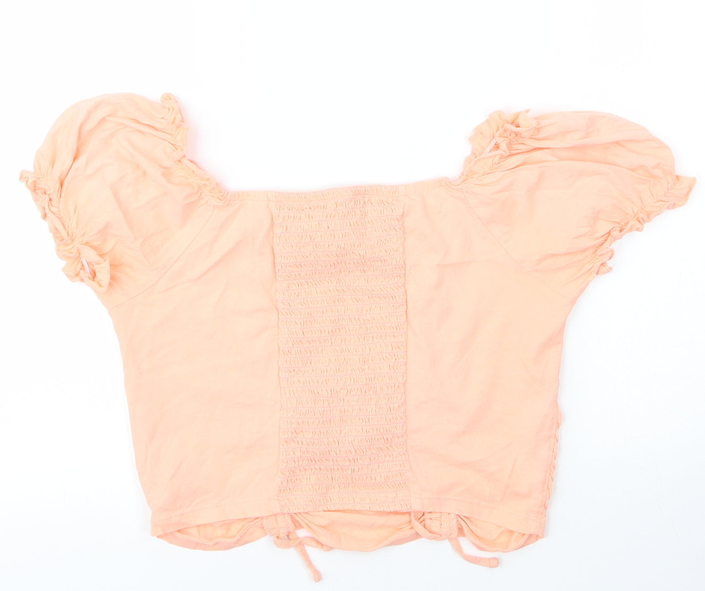 George Girls Orange  Cotton Cropped Blouse Size 14 Years Boat Neck