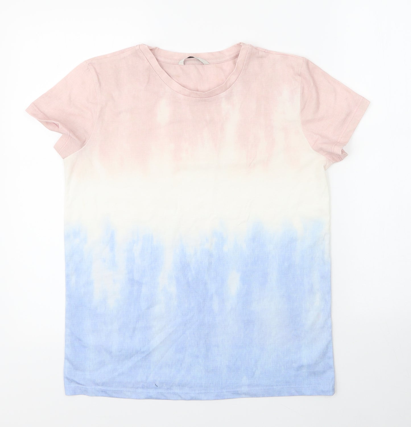 George Womens Beige  Cotton Basic T-Shirt Size 10 Round Neck - Tie Dye Pattern