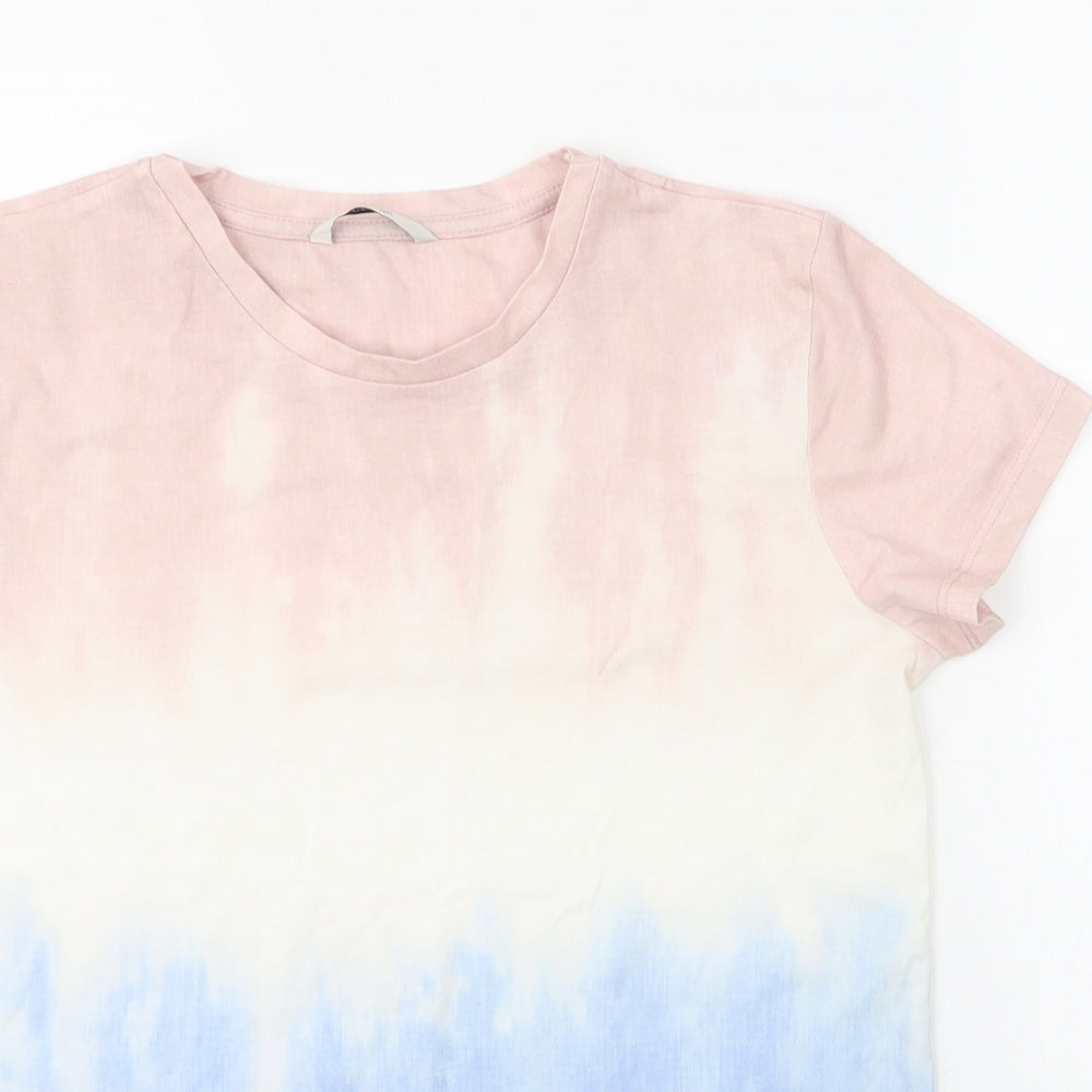 George Womens Beige  Cotton Basic T-Shirt Size 10 Round Neck - Tie Dye Pattern