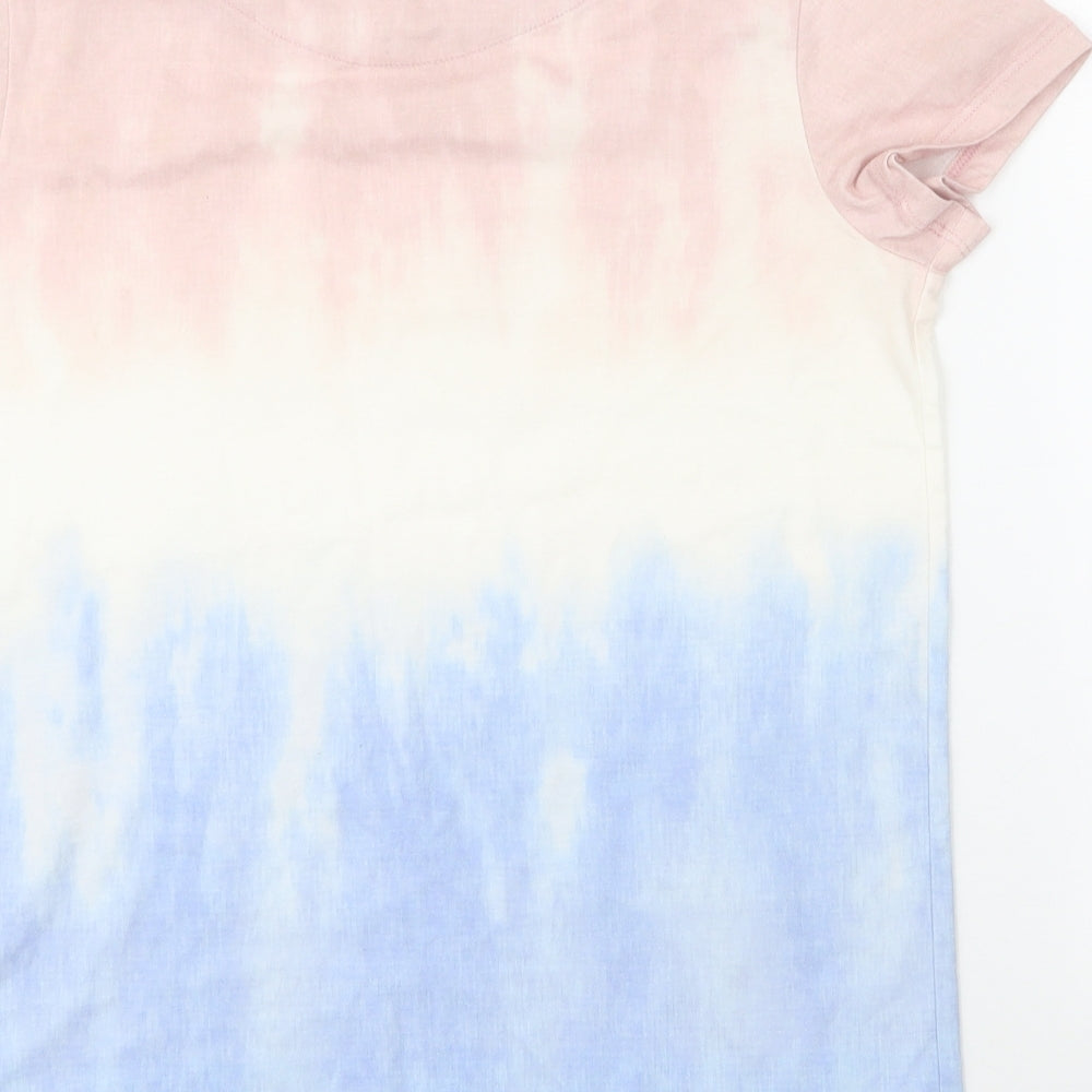 George Womens Beige  Cotton Basic T-Shirt Size 10 Round Neck - Tie Dye Pattern