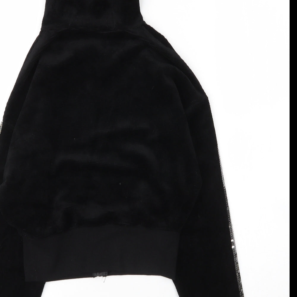 George Girls Black  Cotton Full Zip Hoodie Size 13 Years  Zip