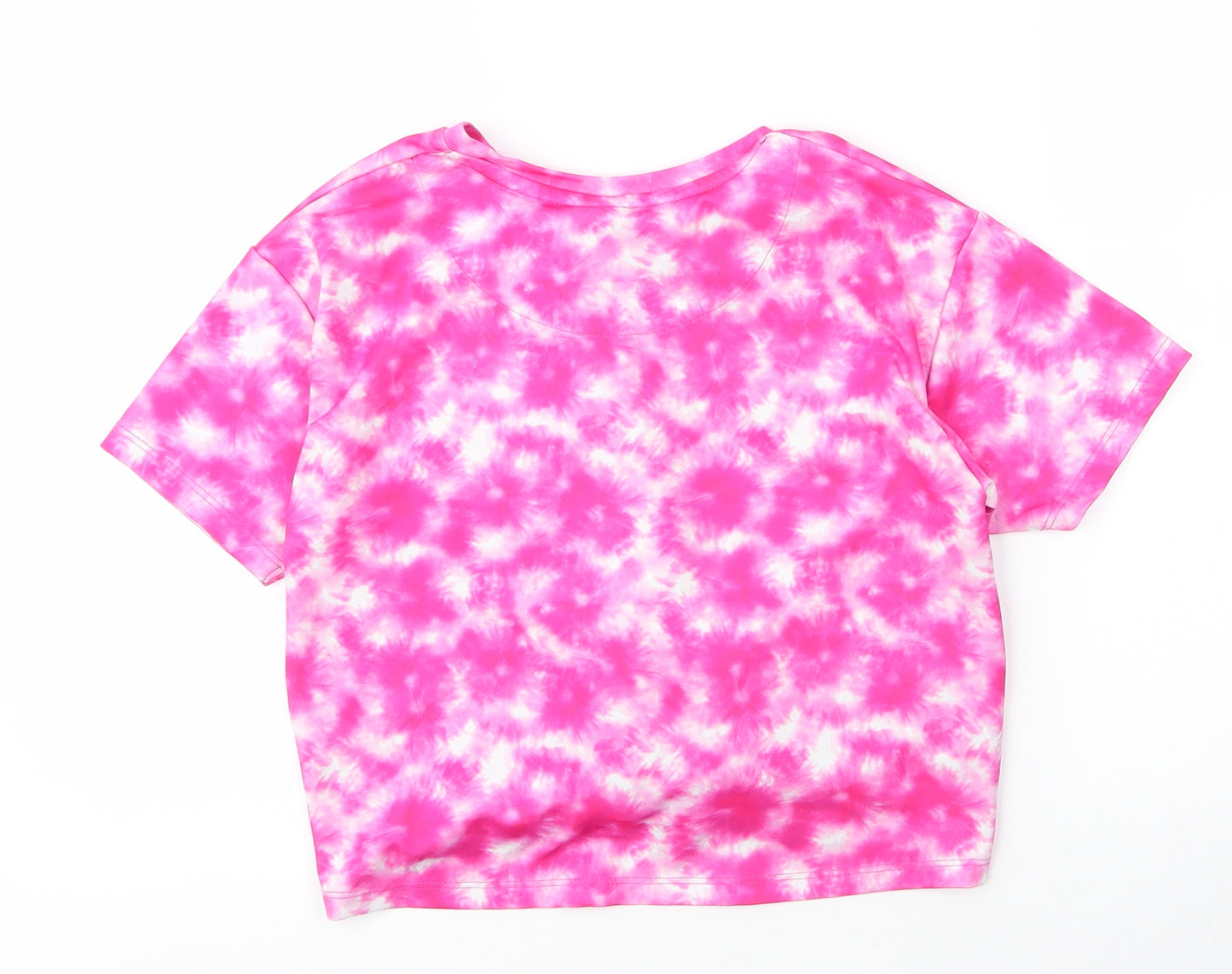Holyfield Womens Pink  Polyester Basic T-Shirt Size 10 Round Neck - Tie Dye Pattern