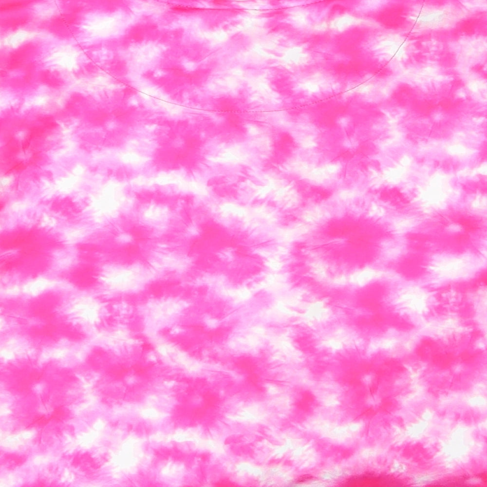 Holyfield Womens Pink  Polyester Basic T-Shirt Size 10 Round Neck - Tie Dye Pattern