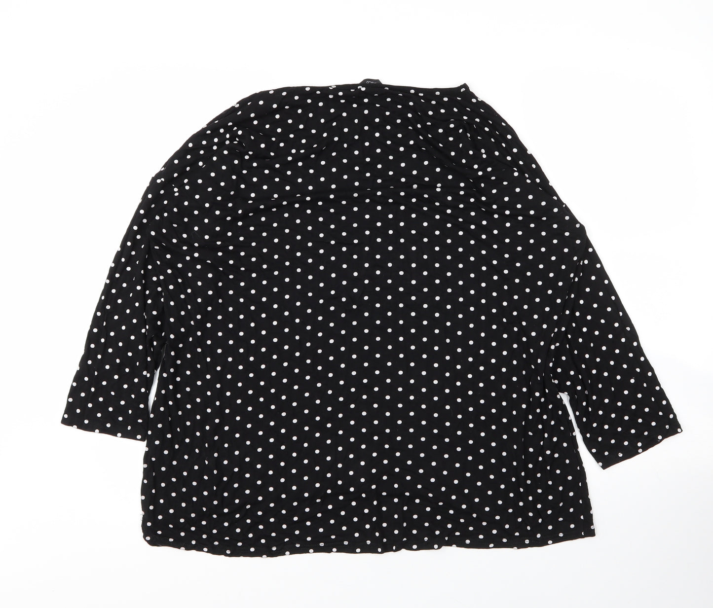 M&Co Womens Black Polka Dot Viscose Basic Blouse Size 16 Round Neck