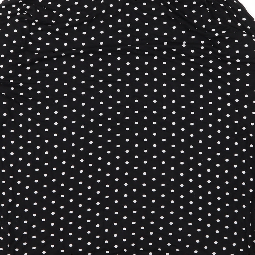 M&Co Womens Black Polka Dot Viscose Basic Blouse Size 16 Round Neck