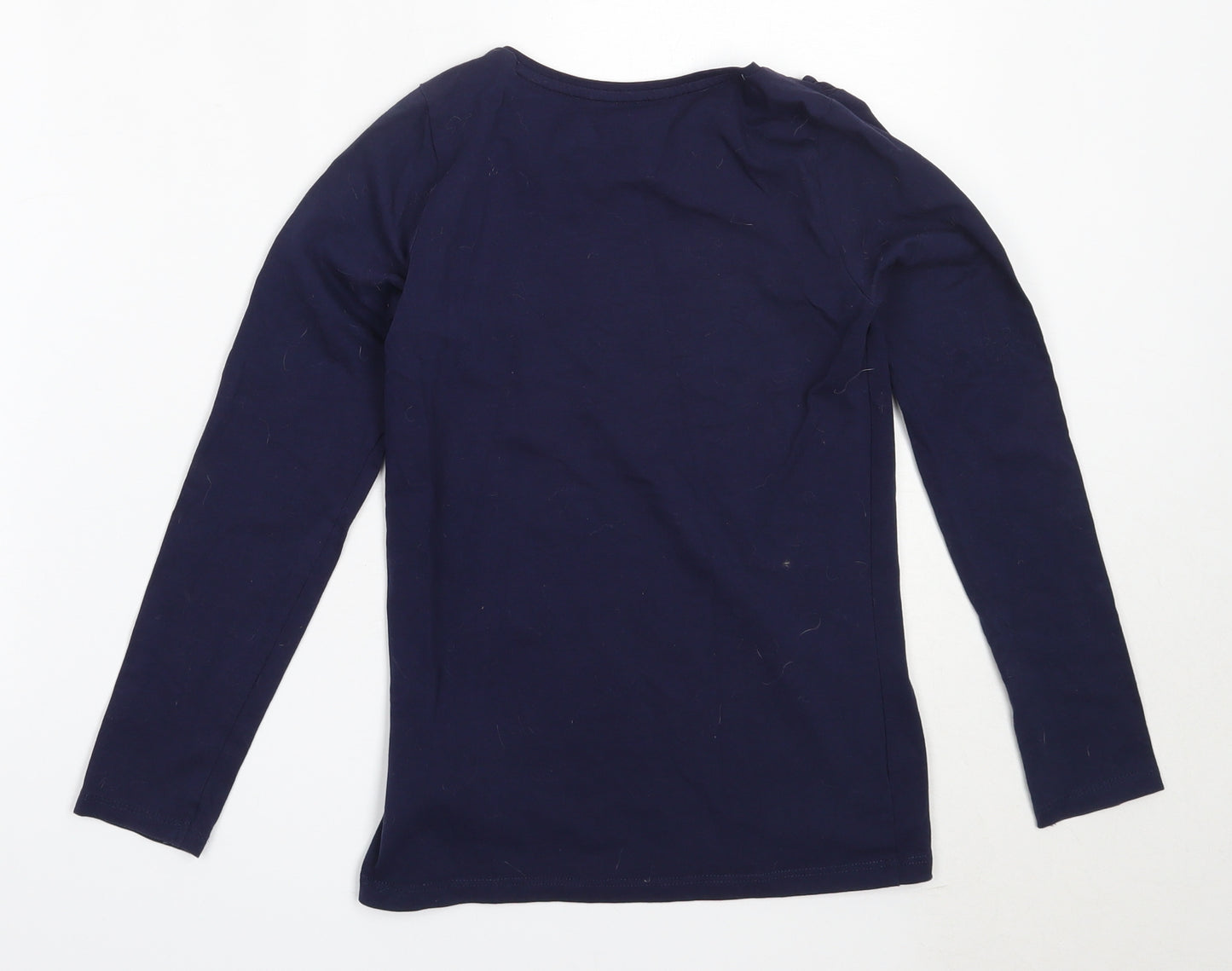 Young Style Girls Blue  Cotton Basic T-Shirt Size 10 Years Round Neck